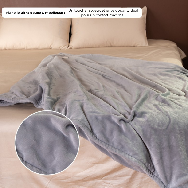 Plaid chauffant premium – Flanelle ultra-douce - Gris