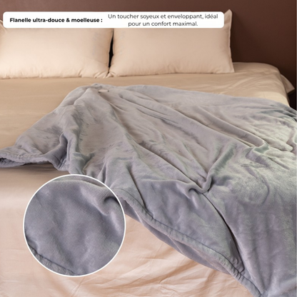 Plaid chauffant premium – Flanelle ultra-douce - Gris