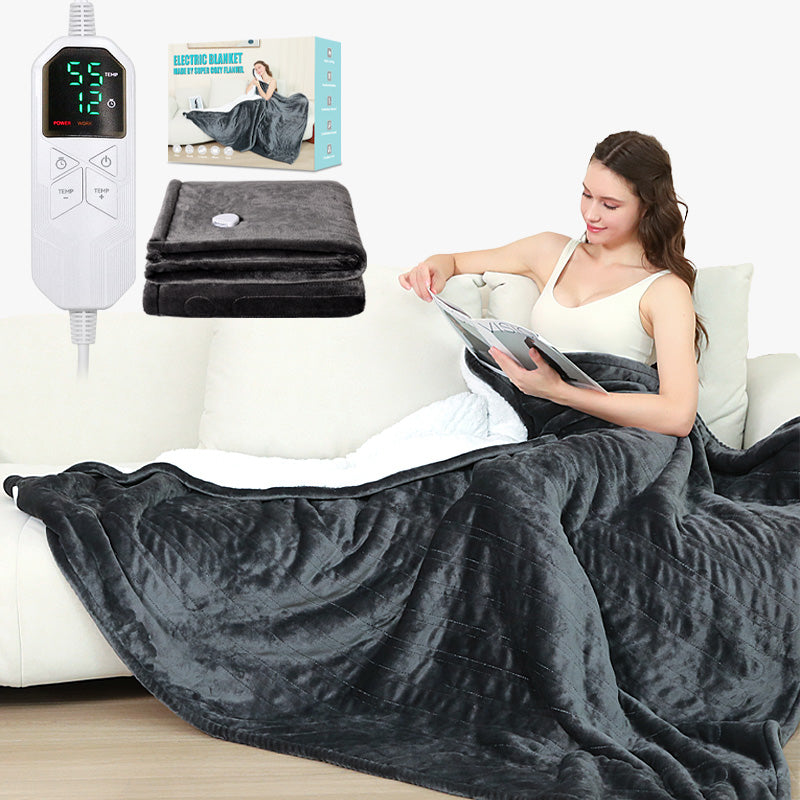 Plaid chauffant premium – Flanelle ultra-douce - Gris clair