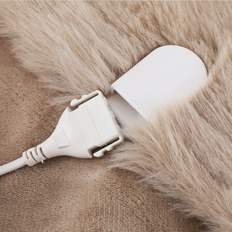 Plaid Chauffant Premium – Fausse Fourrure - Sable