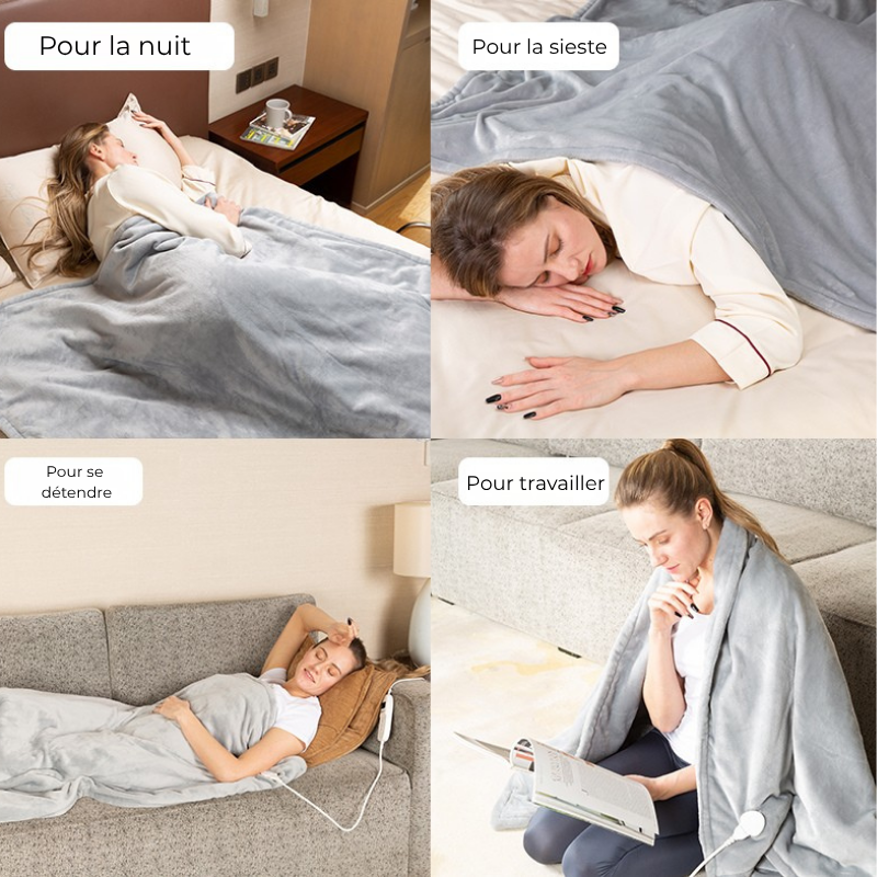 Plaid chauffant premium – Flanelle ultra-douce - Gris
